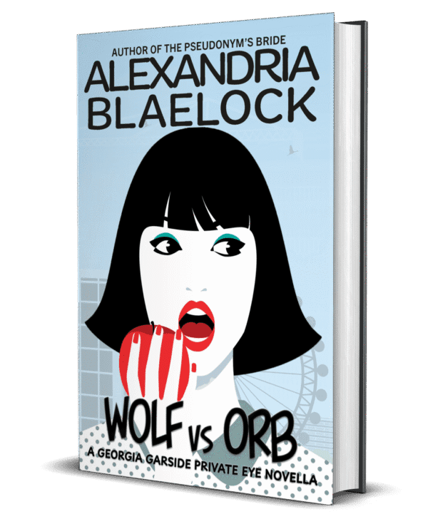 The cover of Wolf vs Orb by Alexandria Blaelock shows the head and shoulders of a woman eating an apple.